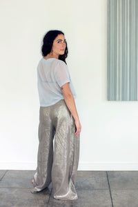 THE LUCILLE PANT IN PEWTER METALLIC LINEN *NEW FABRIC*