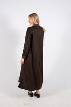Load image into Gallery viewer, THE MARFA DUSTER: CHOCOLATE BROWN LINEN + BLACK/WHITE PLAID LINEN