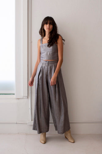METALLIC LINEN PANTS & TOP SET