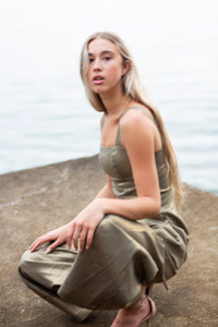 THE KALA JUMPSUIT IN METALLIC LINEN