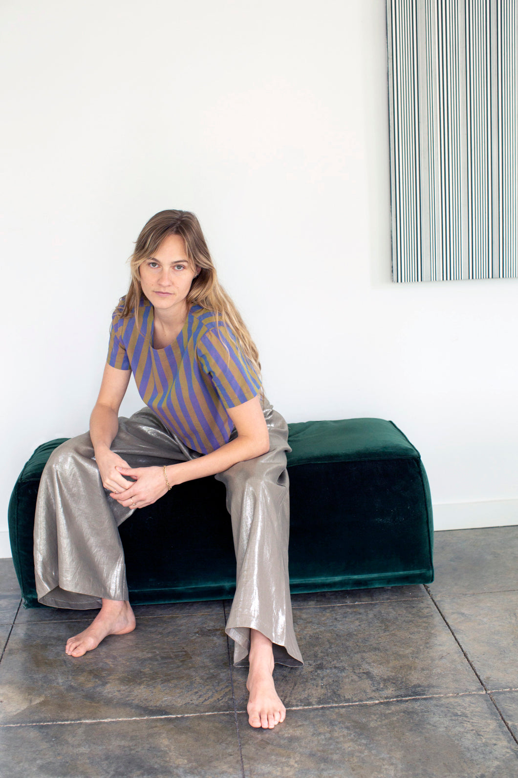 THE LUCILLE PANT IN PEWTER METALLIC LINEN *NEW FABRIC*