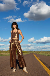 THE TATE TOP IN METALLIC LINEN