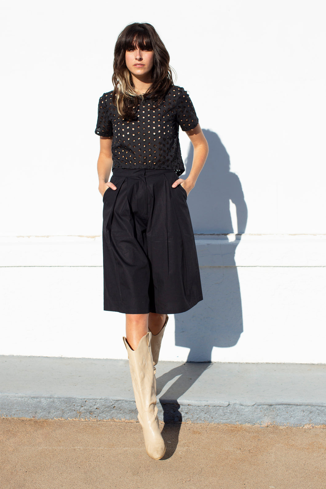 JULIETTE TOP IN BLACK EYELET