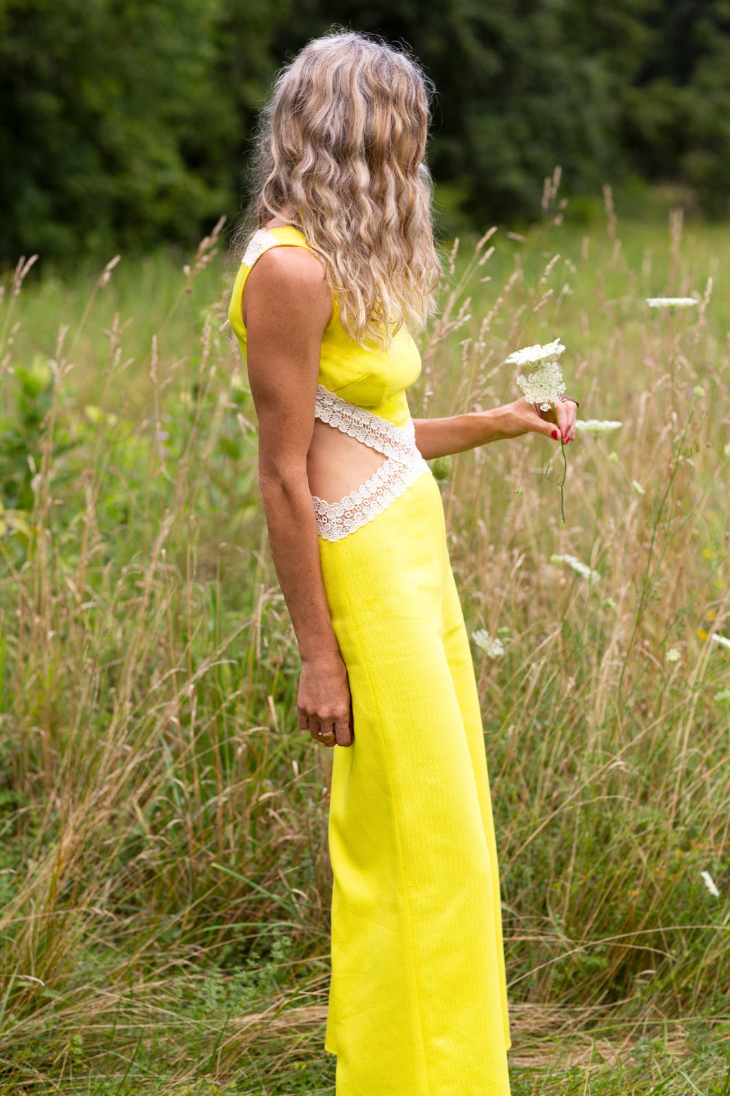 Sophia Yellow Jumpsuit w/ Lace Details