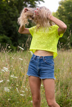 Load image into Gallery viewer, Neon Green Eyelet Top